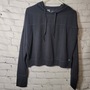 Three Sixty Six Hoodie Womens Medium Gray Lightweight Stretch Thumbhole Pullover